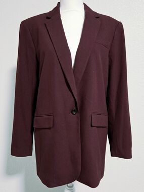 Ann Taylor Women's Tailored Single-Button Blazer Jacket - Burgundy 10